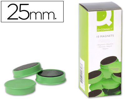 10 imanes Q-Connect para pizarra ø25mm. verde